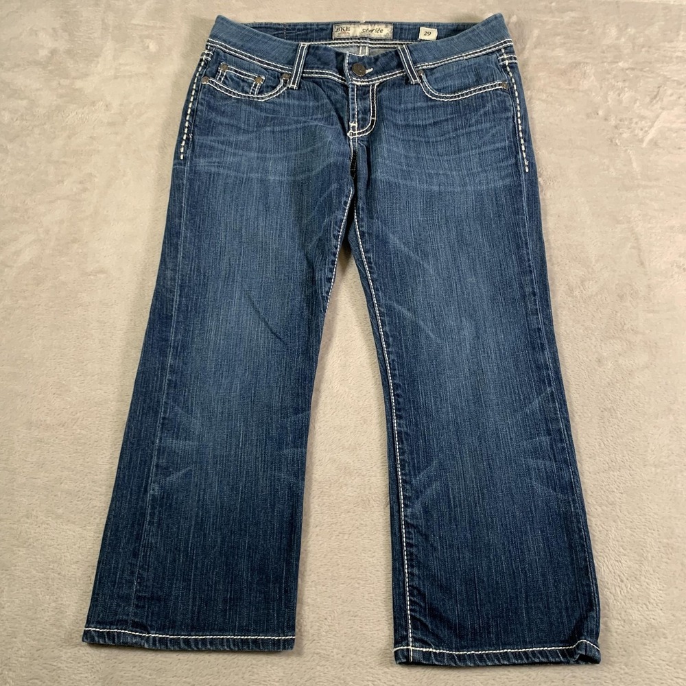 BKE Jeans Womens‎ 29 Blue Starlite Bootcut Capri Medium Wash Denim 23" Inseam